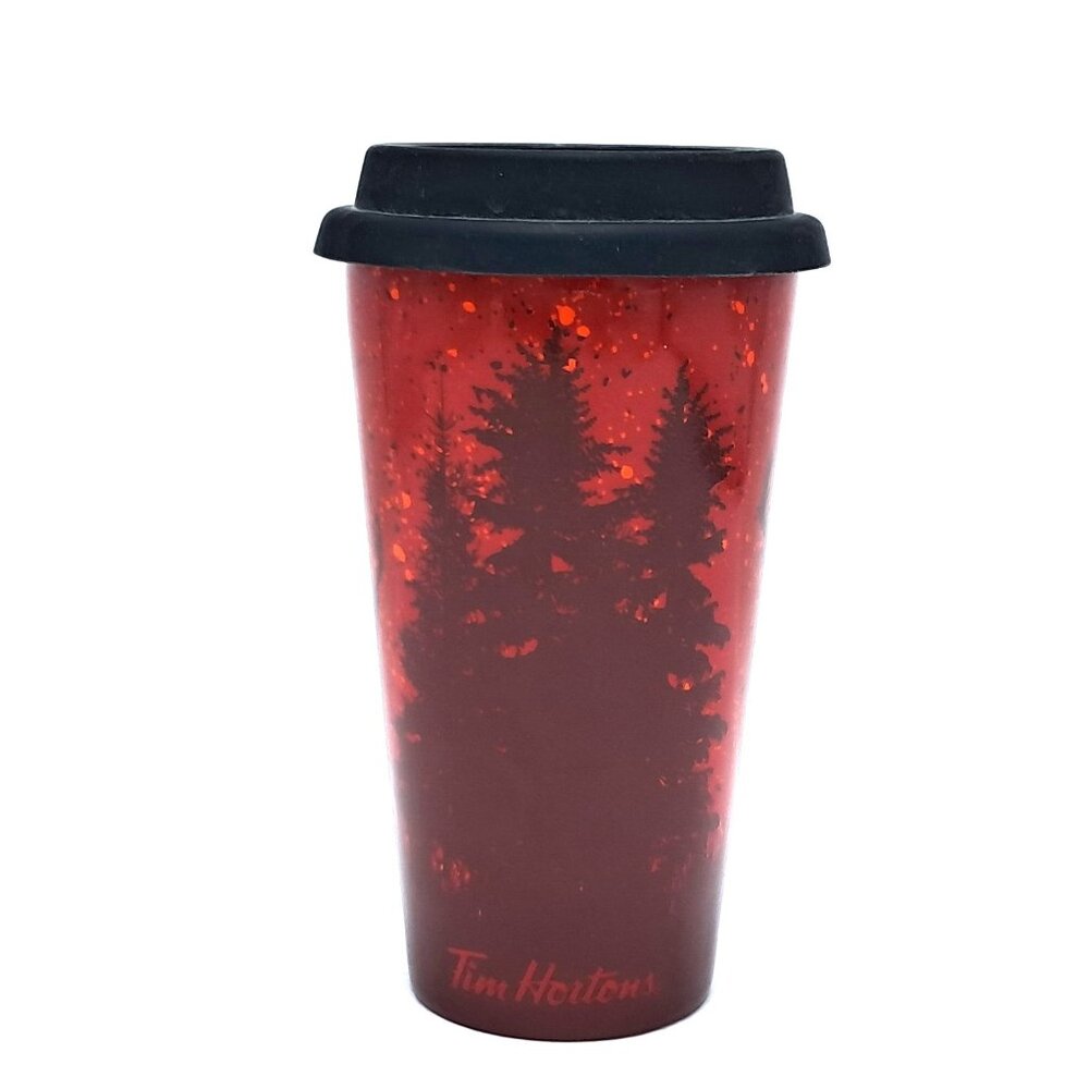 Tim Hortons 2017  Ceramic Deer Buck Elk Coffee Travel Mug With Silicon Lid 16 oz
